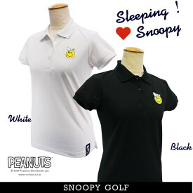 【NEW】SNOOPY GOLF スヌーピーゴルフNEVER STOP SMILING! Sleeping!Snoopy"ZERO AQUA" レディース半袖ポロシャツPEANUTS 642-3960504/23C