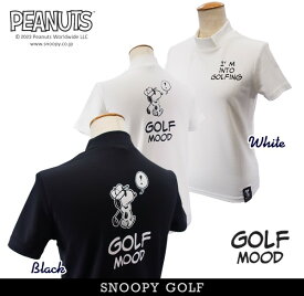 【NEW】SNOOPY GOLF スヌーピーゴルフ吸汗/速乾/UVカット！スペースマスターUVGOLF MOODジョー・クール/スヌーピーレディースバックプリント 半袖モックシャツPEANUTS 642-3967503/23C