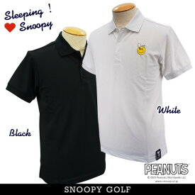 【NEW】SNOOPY GOLF スヌーピーゴルフNEVER STOP SMILING! Sleeping!Snoopy"ZERO AQUA" メンズ半袖ポロシャツPEANUTS 642-3960104/23C