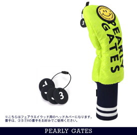 【NEW】PEARLY GATES パーリーゲイツ≪PG is PG≫ Big SMILYワッペン 千鳥格子柄フェアウェイウッド用ヘッドカバー≪Lime≫053-6984122/25D【正規品】