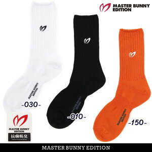 【NEW】マスターバニーbyパーリーゲイツMASTER BUNNY EDITION レディースワンポイント”M"<抗菌防臭>ルーズ調快適リブショートソックス=MADE IN JAPAN= 758-5286604/25B【正規品】