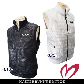 【PREMIUM SALE】マスターバニーbyパーリーゲイツMASTER BUNNY EDITION アスリート系光沢ロゴジャガード メンズフルジップべスト 758-3258905/23C【GOLFWAVE】