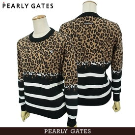 【PREMIUM SALE 60%OFF】PEARLY GATES パーリーゲイツ"BLACK & TORA" レオパード柄×ボーダーレディース クルーネックニットセータープルオーバー =JAPAN MADE=055-2270032/22D【TORA】