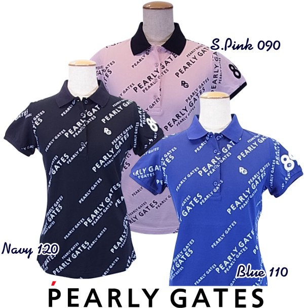 NEW PEARLY GATES パーリーゲイツ斜めロゴ レディースカノコ 22AF 055-2160216 日本最大のブランド MADE= 特別訳あり特価 半袖ポロシャツ=JAPAN