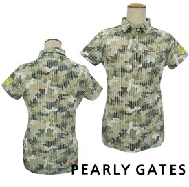 【PREMIUM SALE】PEARLY GATES パーリーゲイツPLAY CAMO！ストレッチサッカーレディース カモフラ柄 半袖シャツ=JAPAN MADE= 055-2160510/22B【PLAYCAMO】