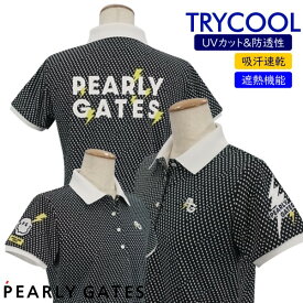 【PREMIUM SALE】PEARLY GATES パーリーゲイツElectric Shock!! 吸汗速乾・UVカット！レディースエレキ柄半袖ポロシャツ=JAPAN MADE= 055-2260604/22B 【 Electric Shock】