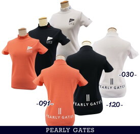 【PREMIUM SALE】PEARLY GATES パーリーゲイツPGフラッグワッペン シアサッカーバーズアイ レディース半袖モックシャツ055-3167502/23B