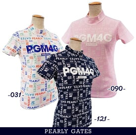 【PREMIUM SALE】PEARLY GATES パーリーゲイツSurf & Turf. Holiday プリント レディース半袖モックシャツ =MADE IN JAPAN=055-3167602/23B
