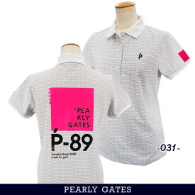 【NEW】PEARLY GATES パーリーゲイツペイントロゴ 伸長回復ストレッチ 'eco blue' レディースカノコ半袖ポロシャツ【Pink with BLACK】=MADE IN JAPAN= 055-3260804/23C