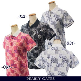 【NEW】PEARLY GATES パーリーゲイツPGトリコジャガード グラデロゴ柄レディース半袖ポロシャツ =MADE IN JAPAN=055-4160314/24A