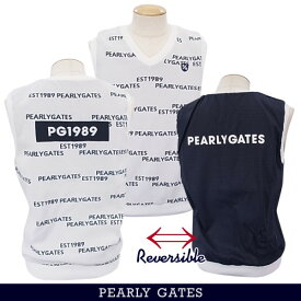 【PREMIUM SALE】PEARLY GATES パーリーゲイツP/G リサイクルドライポリエステル ロゴボーダーメンズリバーシブル Vネックベスト053-3173103/23A