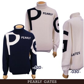 【NEW】PEARLY GATES パーリーゲイツ"BIG PG" ピュアカシミヤ天竺 メンズタートルネックセーター 053-4174001/23D