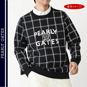 �yNEW�zPEARLY GATES �p�[���[�Q�C�c���E�B���h�y���C���^�[�V���������Y �G���u�����N���[�l�b�N�j�b�g�v���I�[�o�[/�Z�[�^�[ =MADE IN JAPAN= 053-6170302/26A�y���K�i�z�yGOLFWAVE-15�z