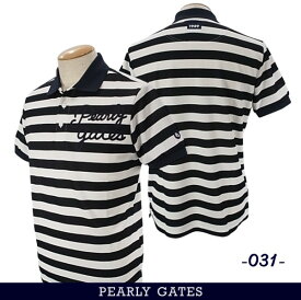 【PREMIUM SALE】PEARLY GATES パーリーゲイツ接触冷感/吸収速乾 ソルディフェンダーメンズ ボーダー半袖ポロシャツ=JAPAN MADE= 053-3160419/23B