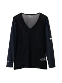 N/パワーネット×Peベア天竺長袖Uネックカットソー PEARLY GATES パーリーゲイツ トップス その他のトップス ホワイト ネイビー【送料無料】[Rakuten Fashion]