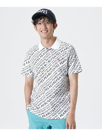 ポップコーンニット半袖ポロシャツ ＜ランダムロゴバイヤスボーダー柄＞ PEARLY GATES パーリーゲイツ トップス ポロシャツ ホワイト【送料無料】[Rakuten Fashion]