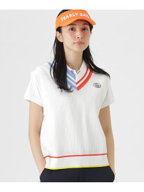 14GWJQ針抜きVネックニットベスト (WOMENS) PEARLY GATES パーリーゲイツ トップス ニット ホワイト ネイビー【送料無料】[Rakuten Fashion]