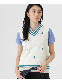 リバーシブルVネックニットベスト ＜エンブレム総柄＞ (WOMENS) PEARLY GATES パーリーゲイツ トップス ニット ホワイト【送料無料】[Rakuten Fashion]