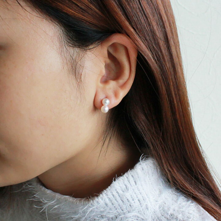 楽天市場】akoya アコヤ真珠ピアス Wピアス 2粒 5.5-6mm海水真珠 K18 