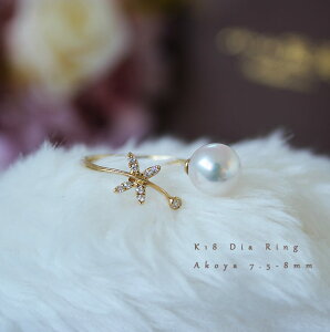 K18 ^ DIA O_CA akoya ring D0.06ct 9pcs