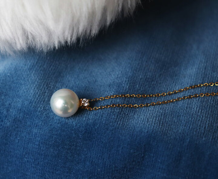 楽天市場】K18 あこや真珠 一粒 DIA ネックレスダイア akoya necklace 