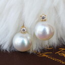 K18 あこや真珠 一粒 DIA ピアスダイア akoya piace D0.05ct 2pcs