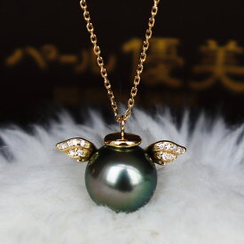 K18 黒蝶真珠 9-10mm DIA ネックレス ダイア tahitian pearl necklace D0.028ct 12pcs