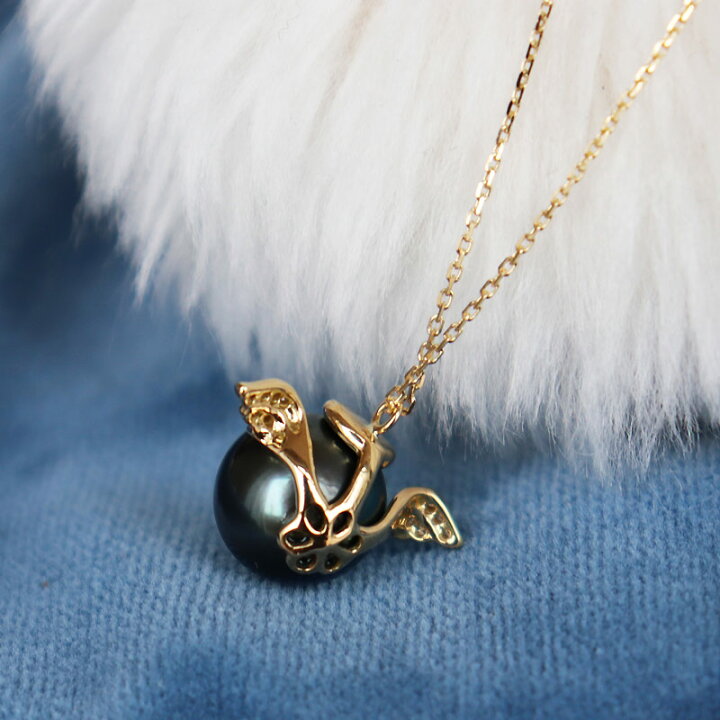 楽天市場】K18 黒蝶真珠 9-10mm DIA ネックレス ダイア tahitian pearl 