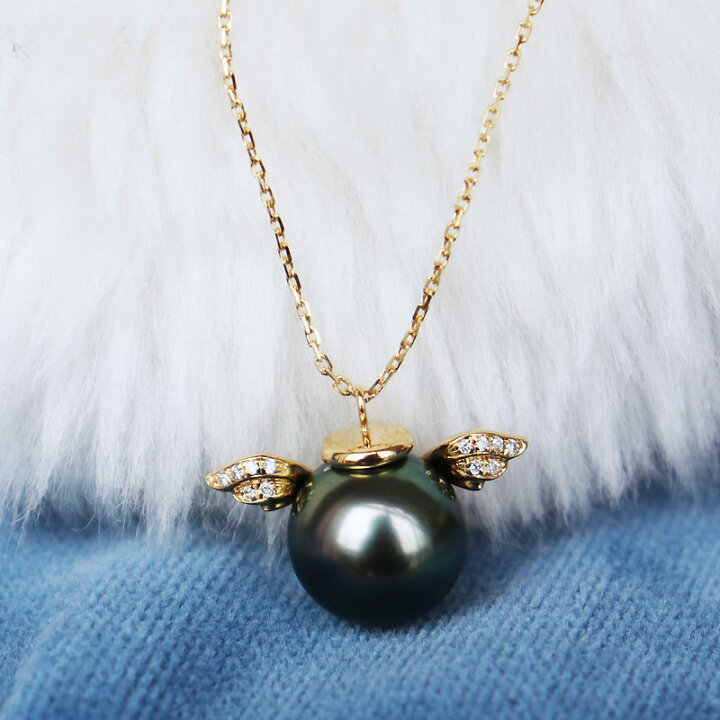 楽天市場】K18 黒蝶真珠 9-10mm DIA ネックレス ダイア tahitian pearl 