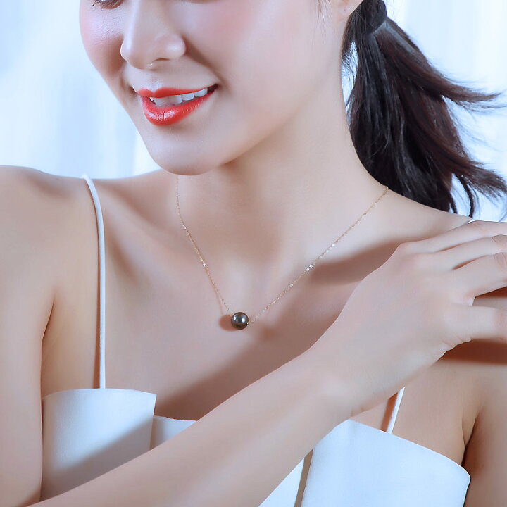 K18WG 黒蝶真珠 ダイアモンド0.1ct ネックレス イヤリングセット 楽天 