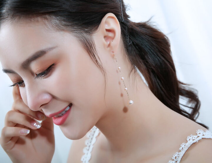 楽天市場】【アコヤ真珠越し物 ベビーパール】【K18 ロングピアス  