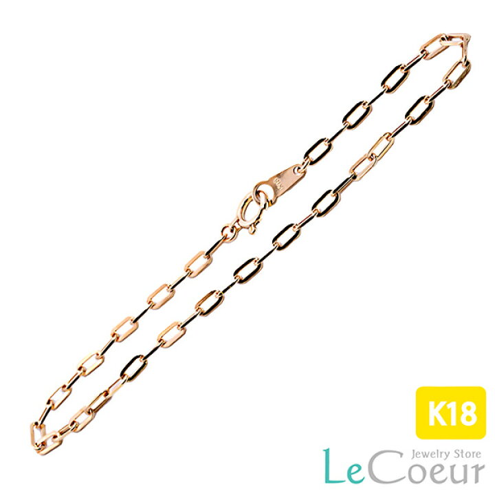 楽天市場】18k チェーンブレス 角アズキ ブレスレット 18cm レディース 