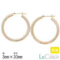 楽天市場】フープ ピアス 18k 3㎜×30㎜の通販