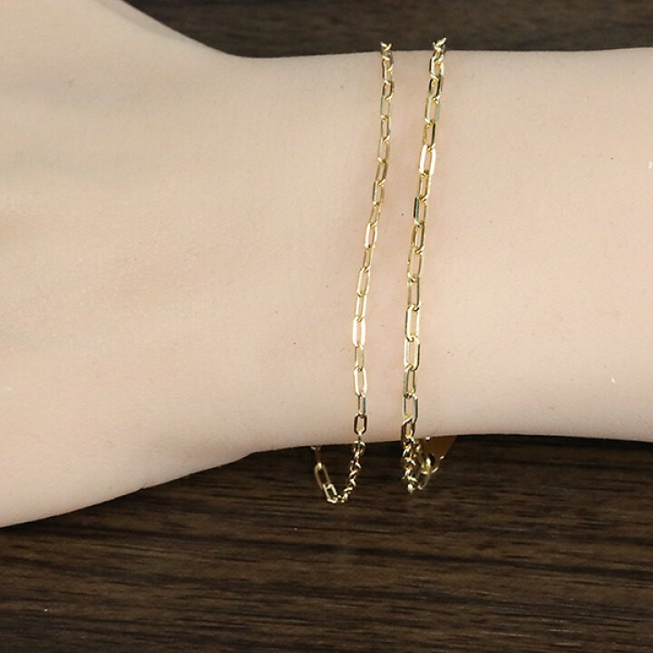 楽天市場】18k チェーンブレス 角アズキ ブレスレット 18cm レディース 