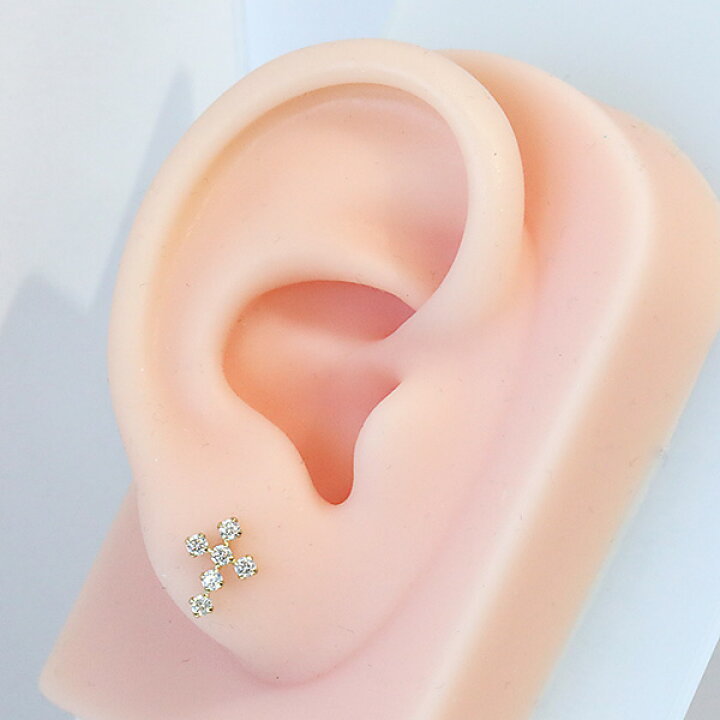 楽天市場】人気 18k キュービックピアス クロス 十字 18金 K18 
