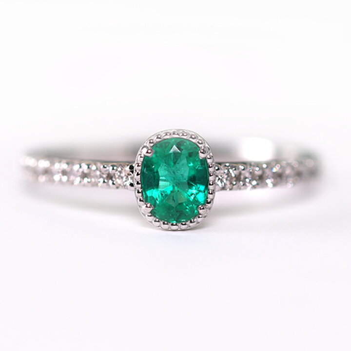 楽天市場】PT エメラルド&ダイヤモンドリング 0.3ct 0.18ct ミル打ち 