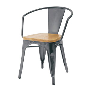 ROOM ESSENCE アイアン&ウッド アームチェア (シルバー) PC-263SV (W55×D54×H73×SH44.5)