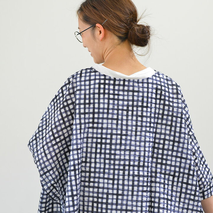 楽天市場】NARU ナル 60ローンリップルチェック ゆったりブラウス(全3  
