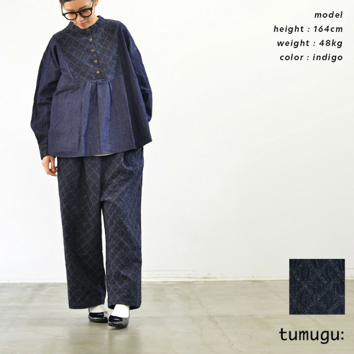 楽天市場】tumugu ツムグ デニムふくれジャガードパンツ TB22428 送料 
