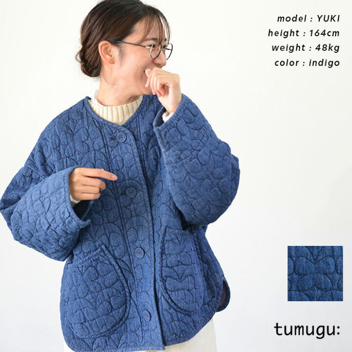 楽天市場】tumugu ツムグ ちょうちょうキルティングデニム ジャケット 