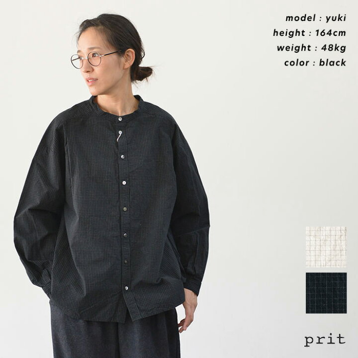 楽天市場】prit プリット 40/1強撚グラフチェック スタンドカラー 