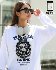 NESTA BRAND （ネスタブランド） さがら 刺繍 キング レオン ロンT メンズ レディース 大きいサイズ 長袖 ロングスリーブtシャツ レゲエ スケボー