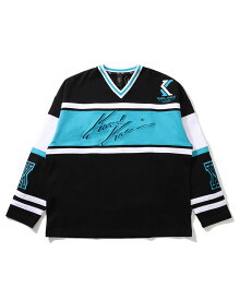 Karl Kani （カールカナイ） ホッケー Vネック ロンT メンズ レディース 大きいサイズ 長袖 ロングスリーブtシャツ ストリート ヒップホップ