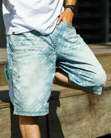 GOTCHA （ガッチャ） ストレッチ レターグラフィック パターン デニムショーツ メンズ ショートパンツ 大きいサイズ サーフ