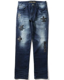 Karl Kani （カールカナイ） PU ロゴ パッチ デニム メンズ レディース ロングパンツ 大きいサイズ ストリート ヒップホップ