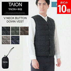 タイオン TAION ベーシック Vネックボタン インナーダウンベスト メンズ TAION-001 ダウン アウター アウトドア V NECK BUTTON DOWN VEST