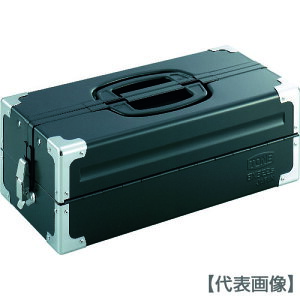 TONE スチール製工具箱 ツールケース(メタル) V形2段式 マットブラック 外形寸法160mm(BX322SBK)390-4369【TONE(株)】