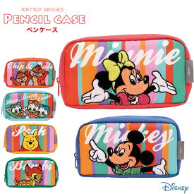 【最大2000円OFクーポン！】ペンケース 筆箱 ステーショナリー ポーチ 小物入れ 推し活グッズ ディズニーグッズ ディズニー レトロシリーズ レトロ ミッキー ミニーマウス バンビ チップとデール プーさん ヒューイデューイルーイ ZPC1