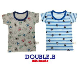 DOUBLE.B/ミキハウスダブルB★缶＆ボーダーシャツシャツセット【2枚セット】【size80c/90c/100c/110c/120c/130c/140cm】