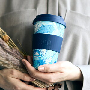 エコーヒーカップ タンブラー ウィリアム モリス 14oz/400ml カップ コップ コーヒー 紅茶 エコ サスティナブル 環境 リユース いちご泥棒 鳥 花 フラワー 母の日 ギフト プレゼント 名入れ ecoffe